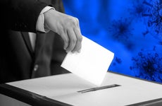 Illustration of American casting a ballot.