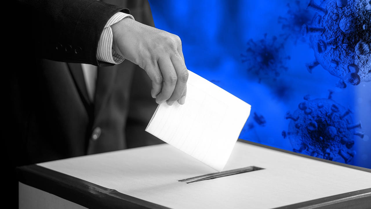 Illustration of American casting a ballot.