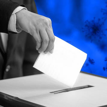 Illustration of American casting a ballot.