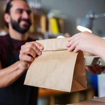 Person picking up food