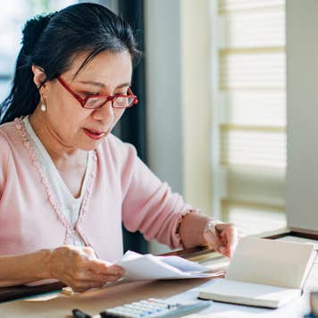 Woman working on her finances