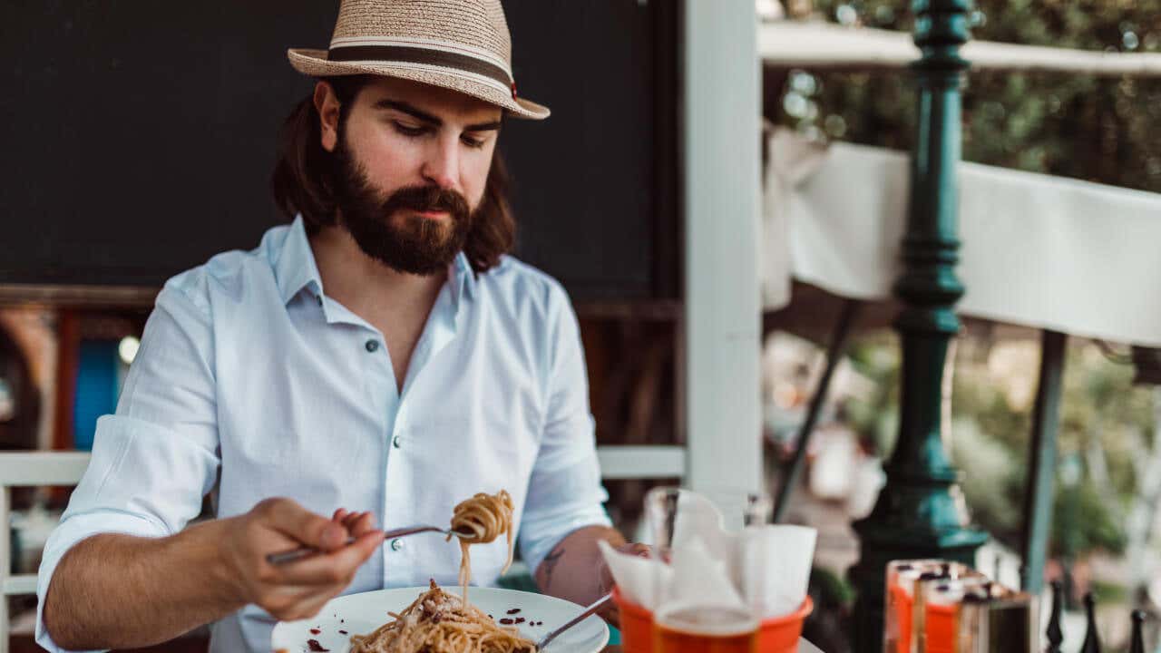 Man dining at restaurant