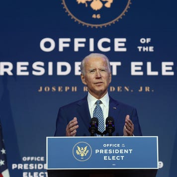 President-elect Joe Biden speaks to the media after the transition advisory board