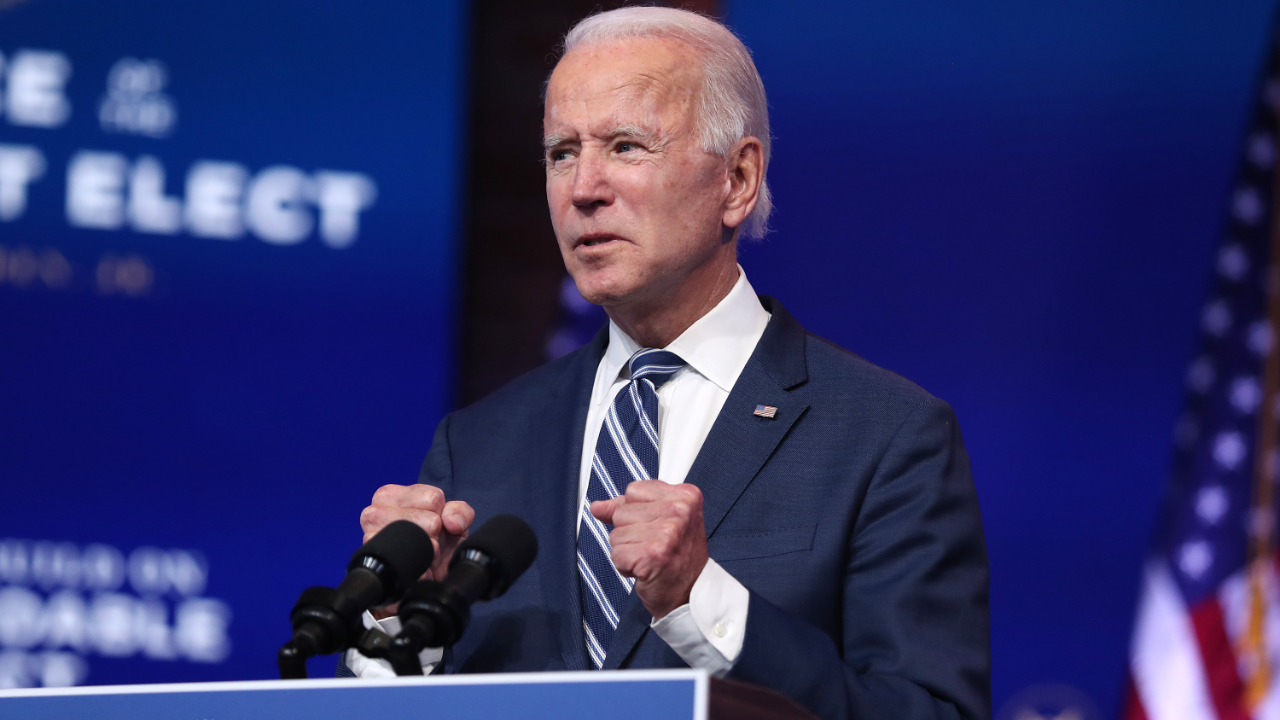 President-elect Joe Biden speaks at a Delaware address