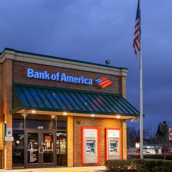 Bank of America branch at night