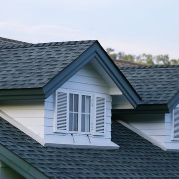 A closeup of a home's roof