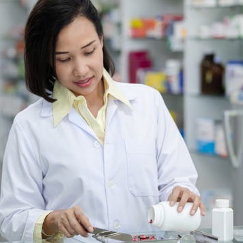 Pharmacist works with medication