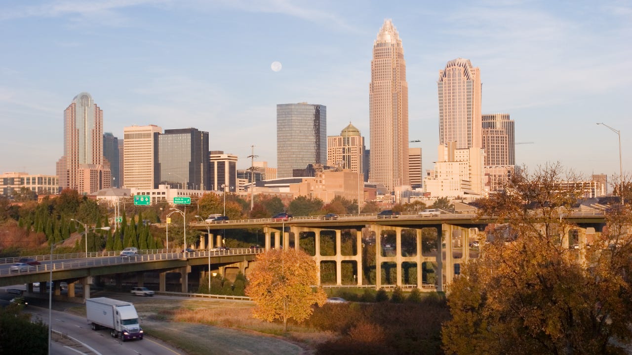 Highways and roads going into Charlotte, NC.