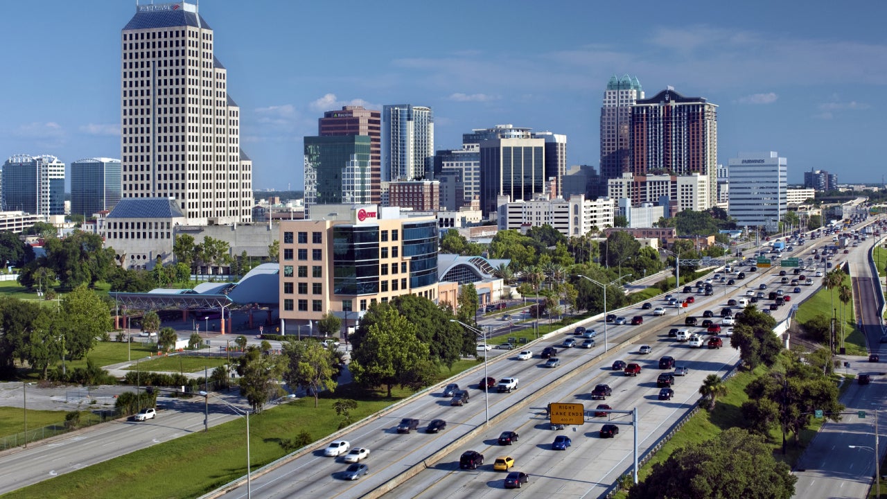 Busy interstate leading into Orlando, Florida