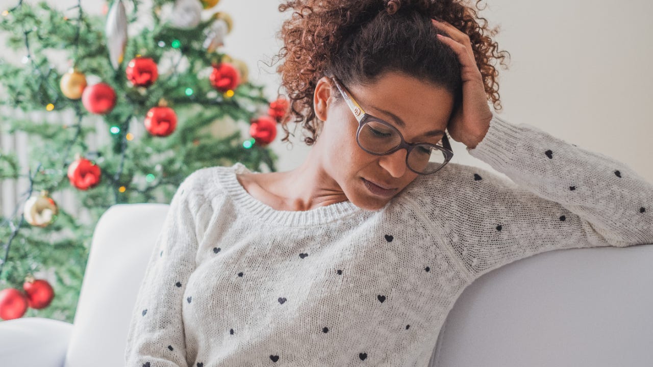 Woman stressed about the holidays