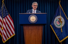 Federal Reserve Chairman Jerome Powell speaks at post-meeting press conference.