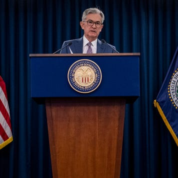 Federal Reserve Chairman Jerome Powell speaks at post-meeting press conference.