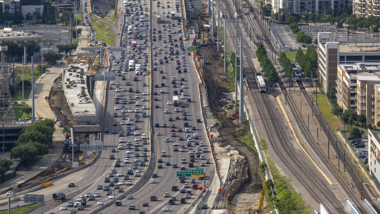 Streets of Austin Texas with traffic.