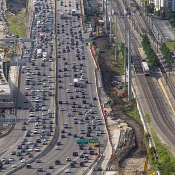 Streets of Austin Texas with traffic.