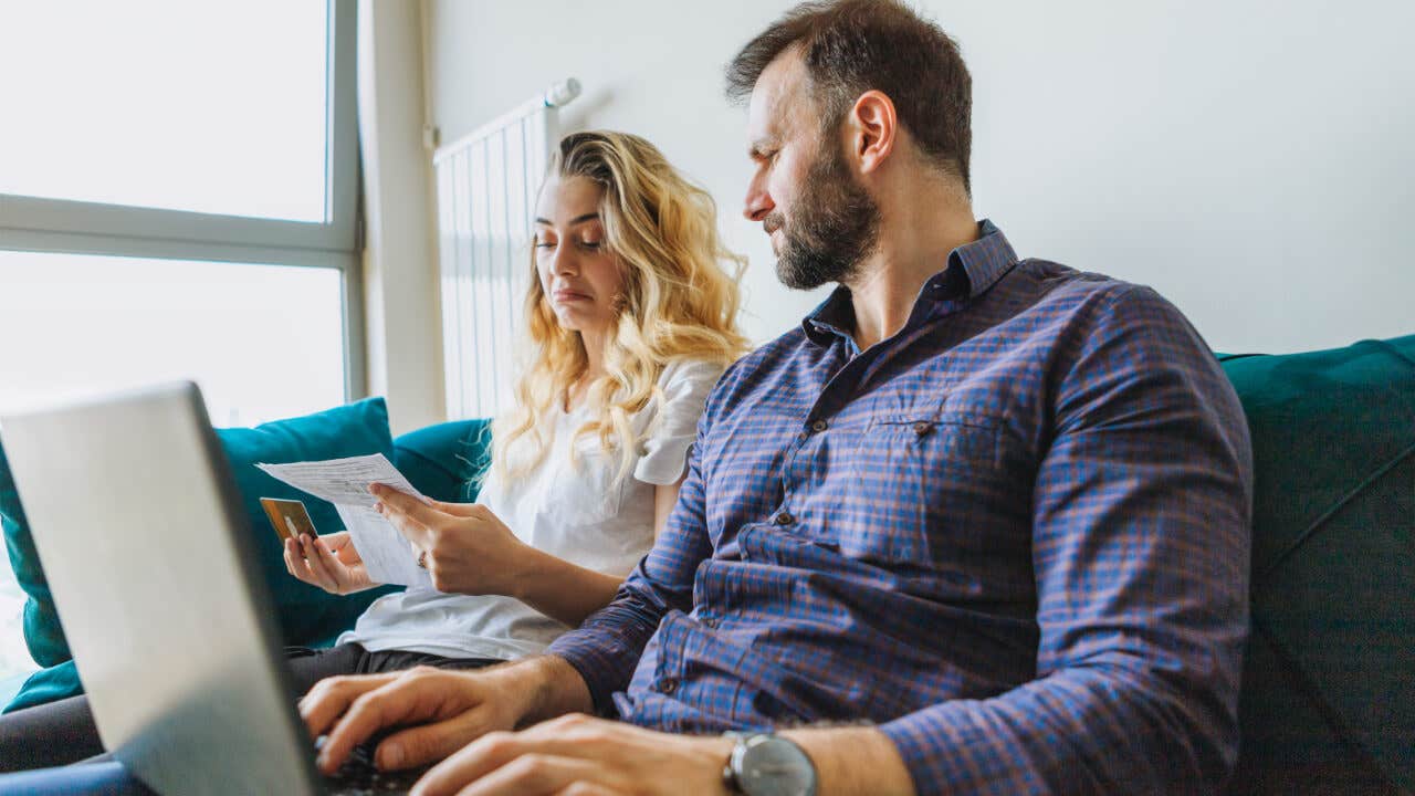 Couple managing finances