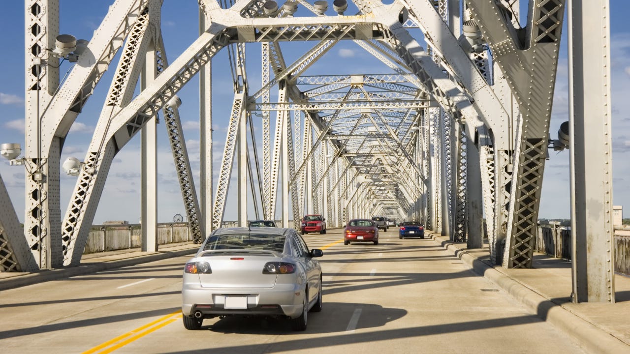Traffic on Brent Spence Bridge of Kentucky.