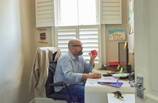 An employee in a home office