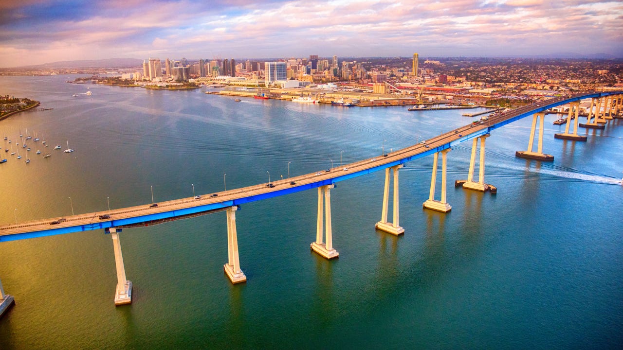 Iconic bridge leading into San Diego.
