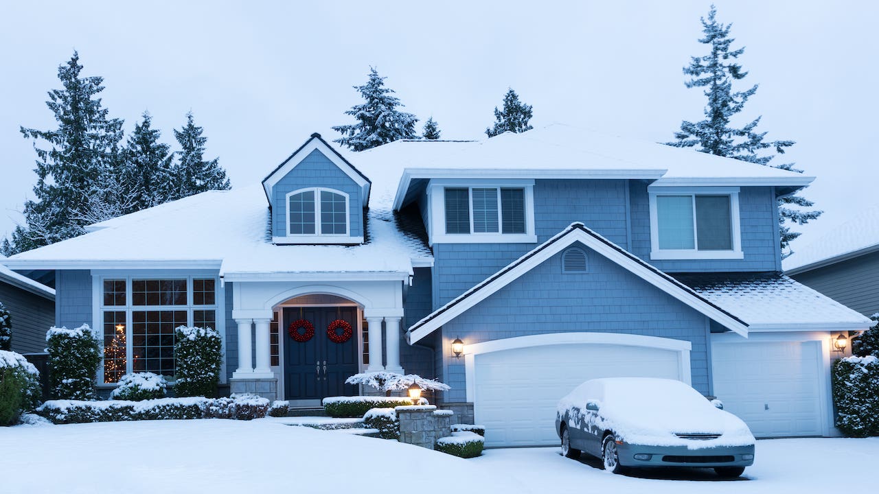 snow-covered house
