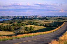 Empty stretch of road in North Dakota