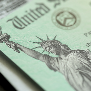Close up of Treasury Department stimulus check