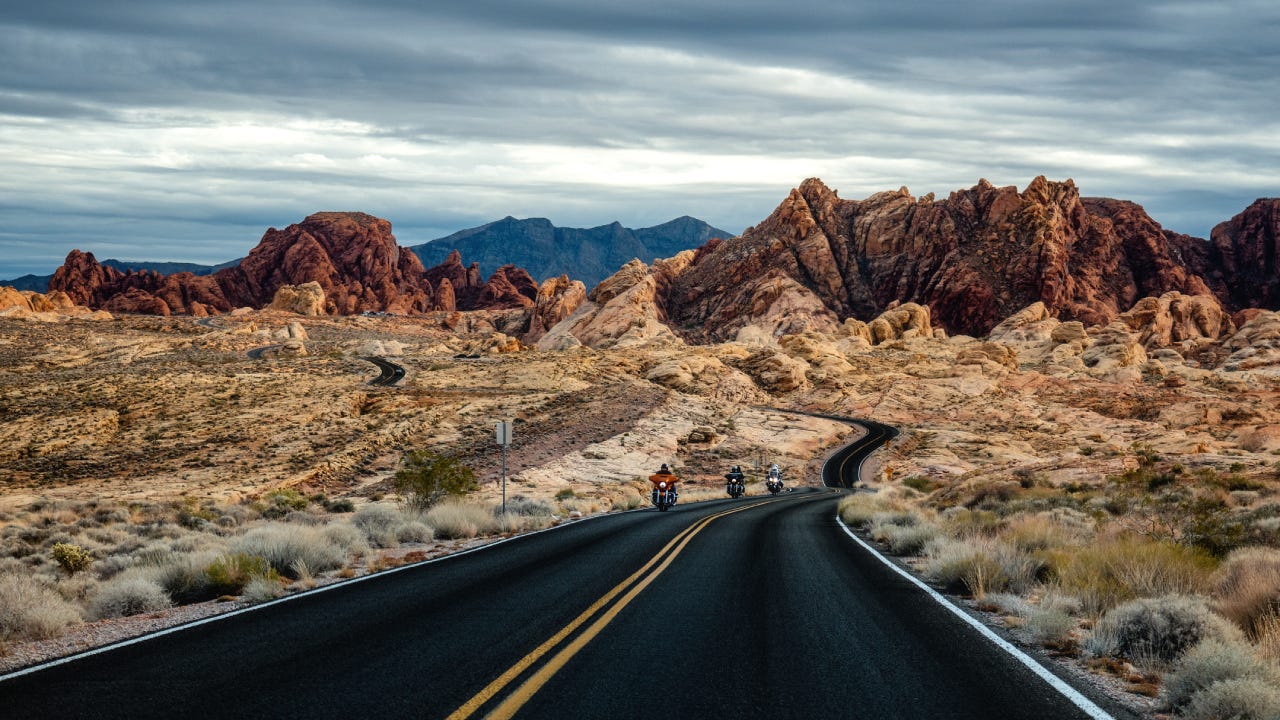 Open road in Nevada desert