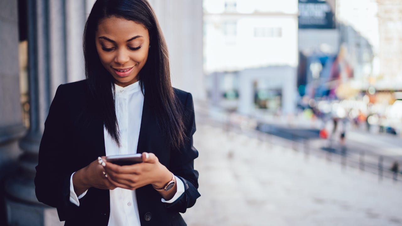 Woman using a smartphone.