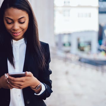 Woman using a smartphone.