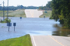 Flood On Road During Hurricane