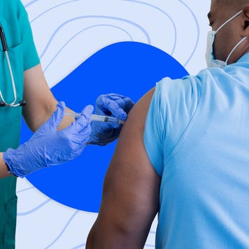 Illustration of individual getting a coronavirus vaccine.