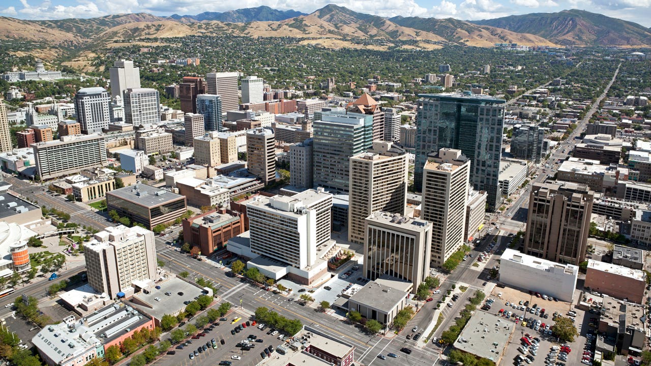aerial view of Salt Lake City, Utah