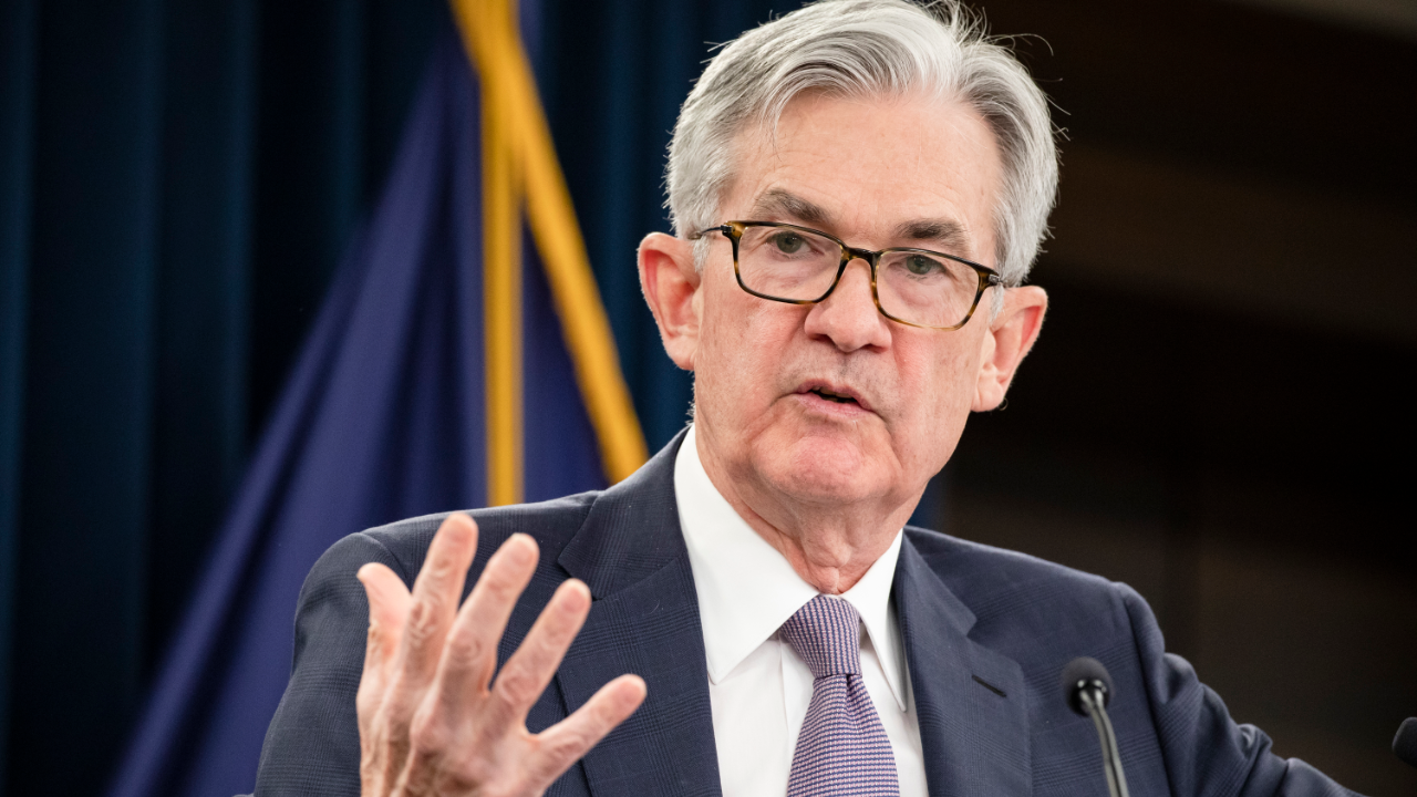 Federal Reserve Chairman Jerome Powell speaks to reporters at a post-meeting press conference.