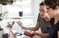 Lesbian couple doing their taxes