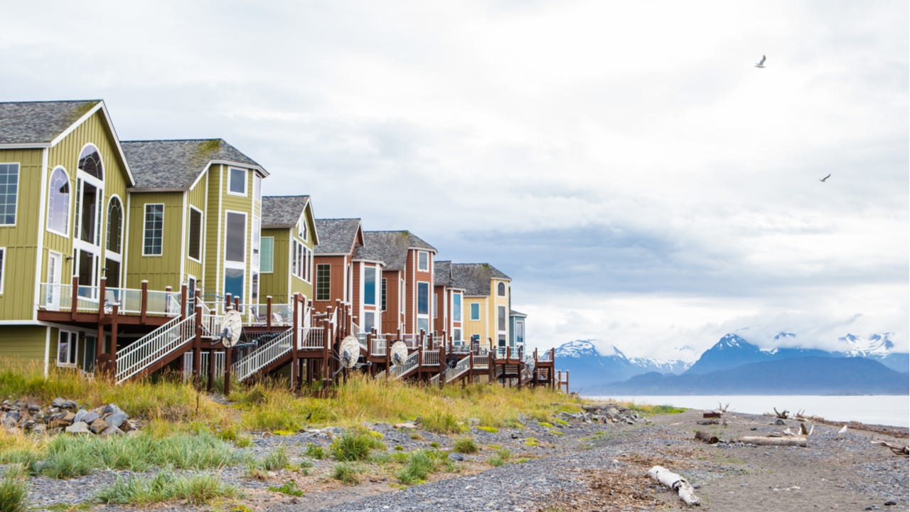 Houses on stilts in Homer, Alaska