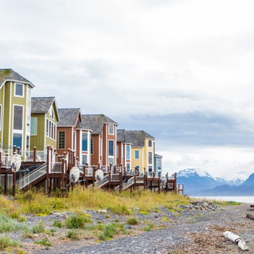 Houses on stilts in Homer, Alaska