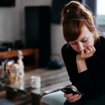 Woman checking cellphone