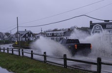 Charging Through Flood Waters on Beach Road