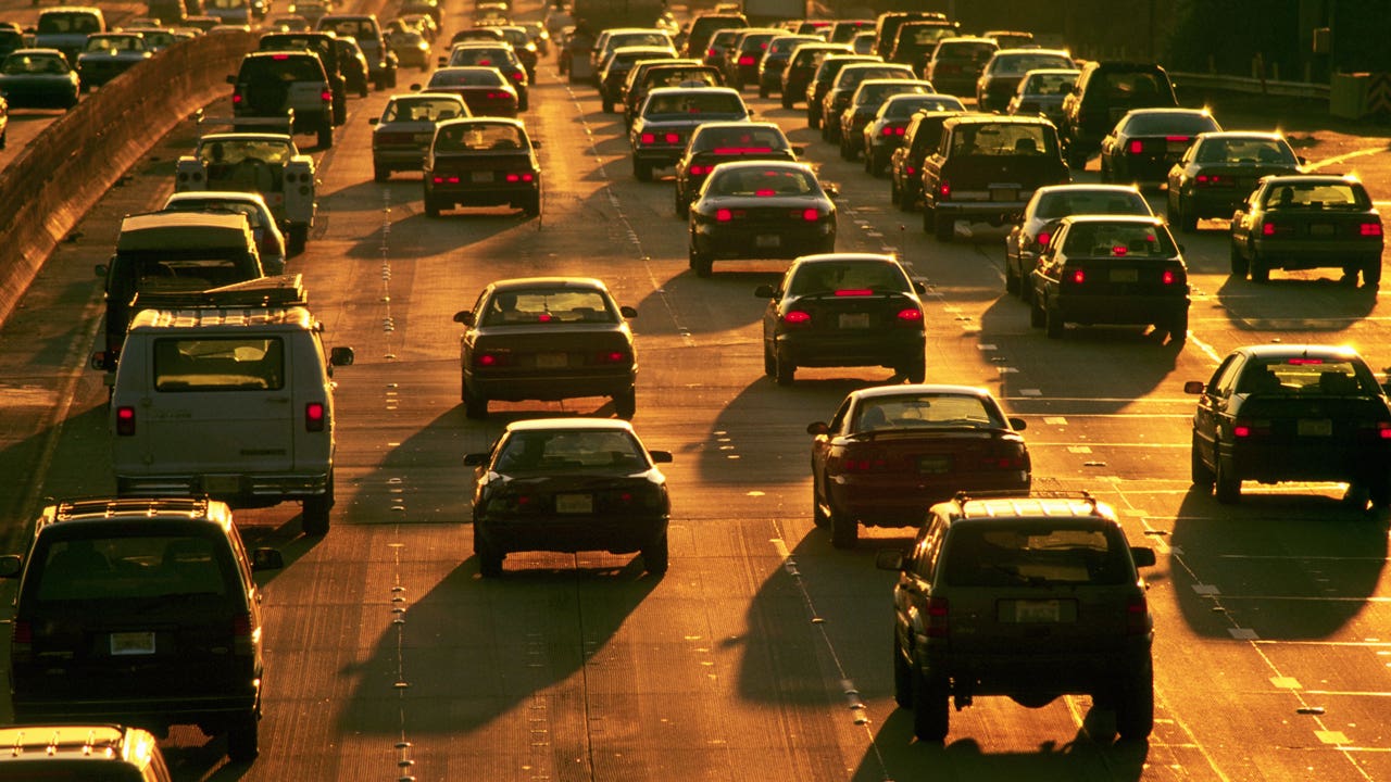 cars in traffic on the LA freeway