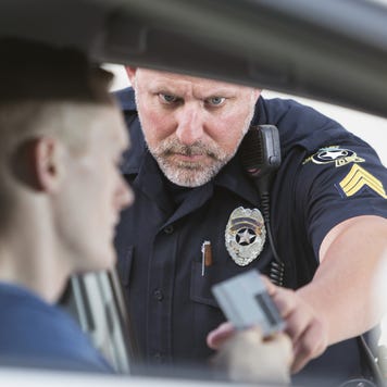 Police officer making a traffic stop