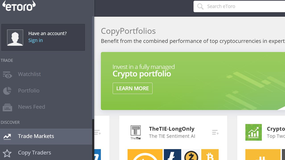eToro review screen