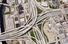 Large Interstate Highway Interchange in Downtown Milwaukee Wisconsin