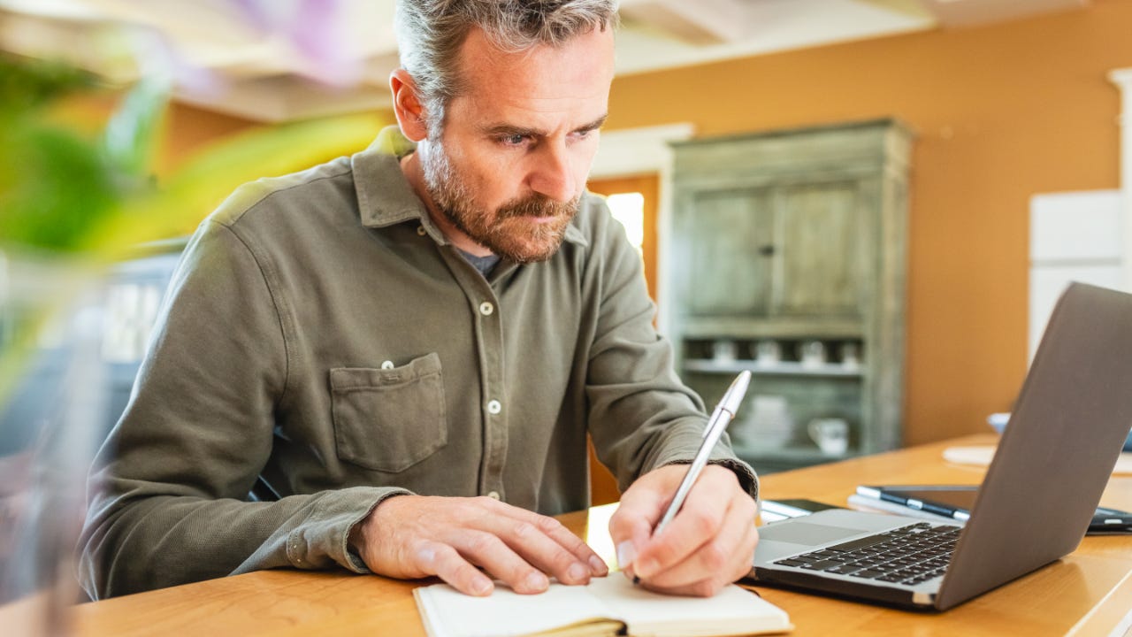 Man working in the living room