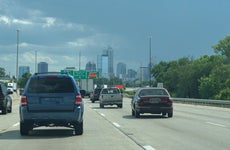 Indianapolis city skyline from the highway
