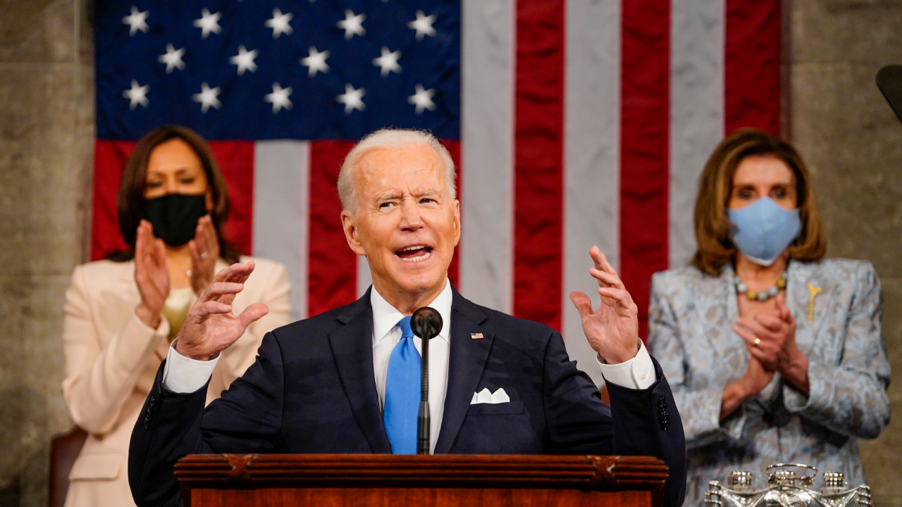 President Joe Biden speaks before a joint session of Congress at the U.S. Capitol
