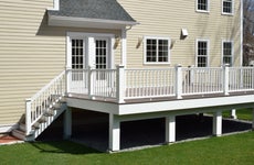A newly built composite elevated deck