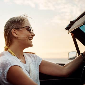 Woman taking a road trip