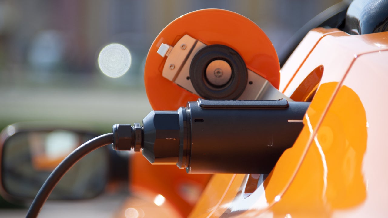 charge orange electric car
