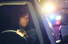 Night time police traffic stop