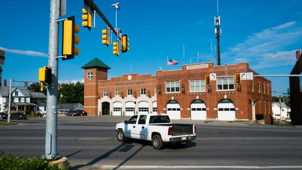 Red Brick Fire Station Building