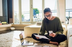 young woman working from home